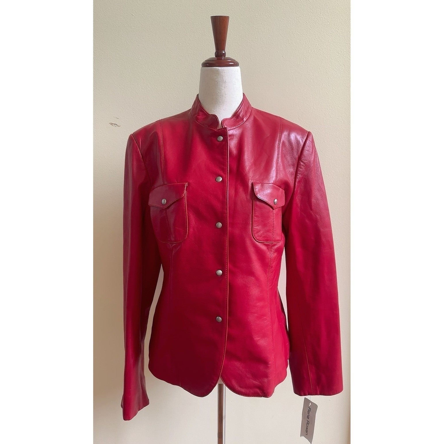 New Vintage Rena Rowan Women Soft Red Genuine Leather Jacket/Shacket Size 8